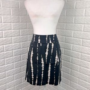 ANN TAYLOR A LINE SKIRT BATIK PRINT BLACK POCKETS LINED SIZE 4
